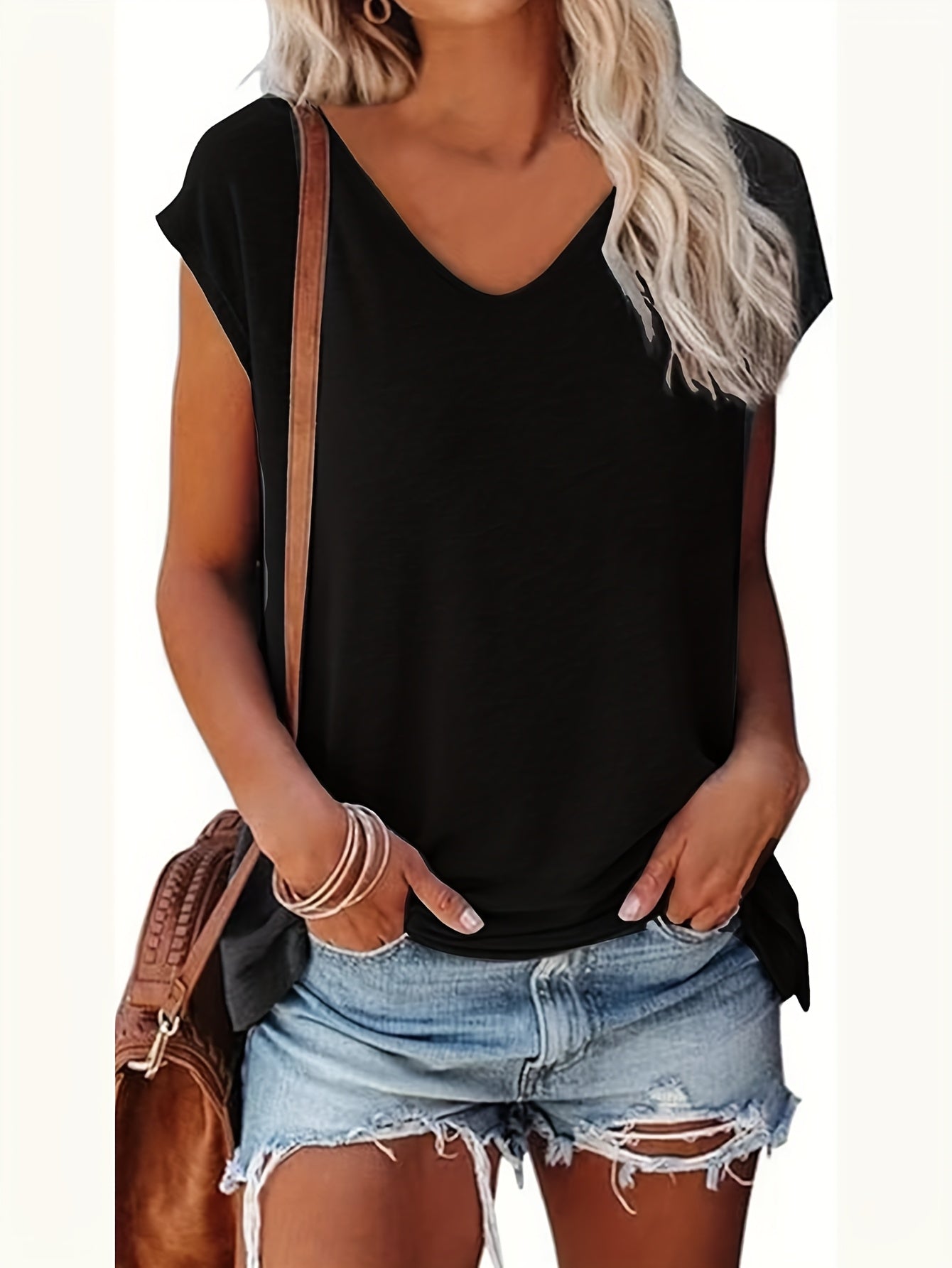[3pcs V-Neck Vests] 3pcs Solid-Color V-Neck Vests, Casual Vests for Spring And Summer, Women's Wear