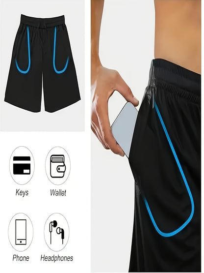 5 Men'S Quick Dry Mesh Shorts, Casual Micro Stretch Elastic Waistband Drawstring Shorts
