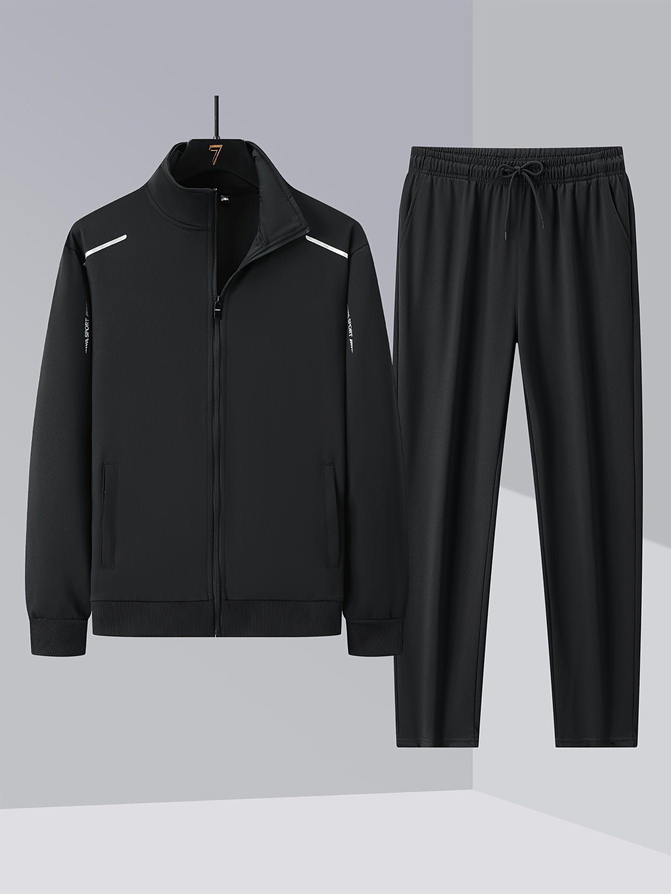 Men'S Casual Zip-Up Jacket And Sweatpants Set for Spring And Autumn Sports