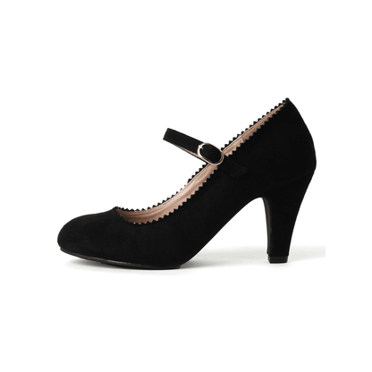 Honey Mary Jane Shoes for Women – Retro Vintage Oxford Pumps with Low Honey Kitten Heels, 1950s Round Toe Design and Adjustable Ankle Strap – Women’s Dress Shoes