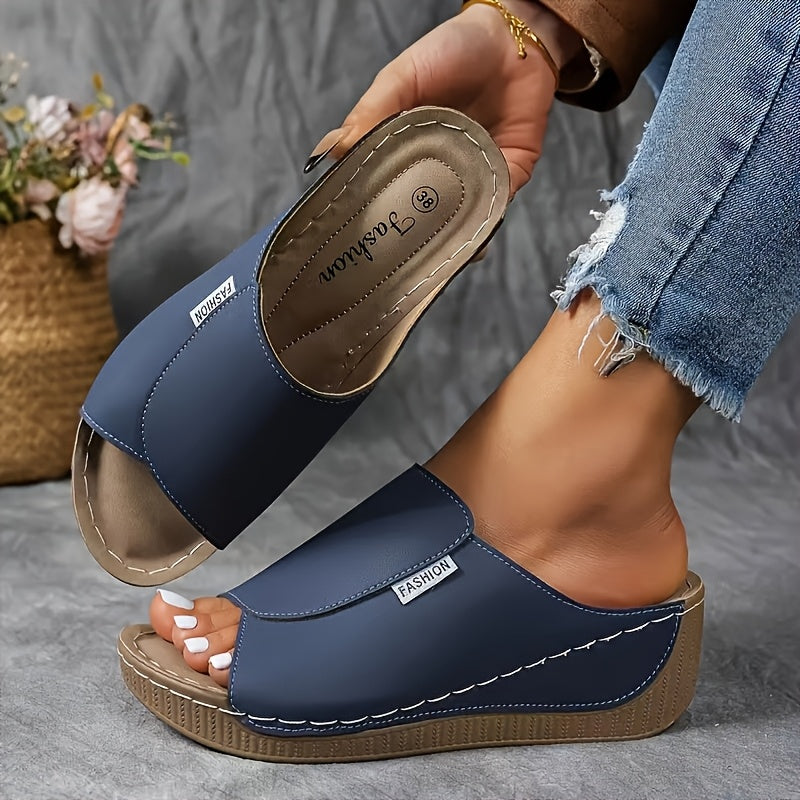 Lady Elegant Comfort Arch Support Sandals - Lady Solid Color Sandals - Breathable, Soft Sole, Fashionable, Versatile, Daily Wear, Casual Terrace, Elegant, Lightweight Summer Fashion Heeled Sandals