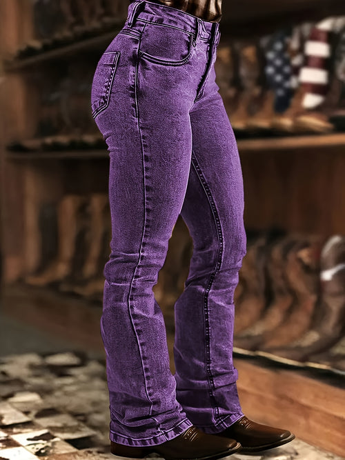 Women'S Sexy Cow Fashion Elastic Denim Flared Trousers