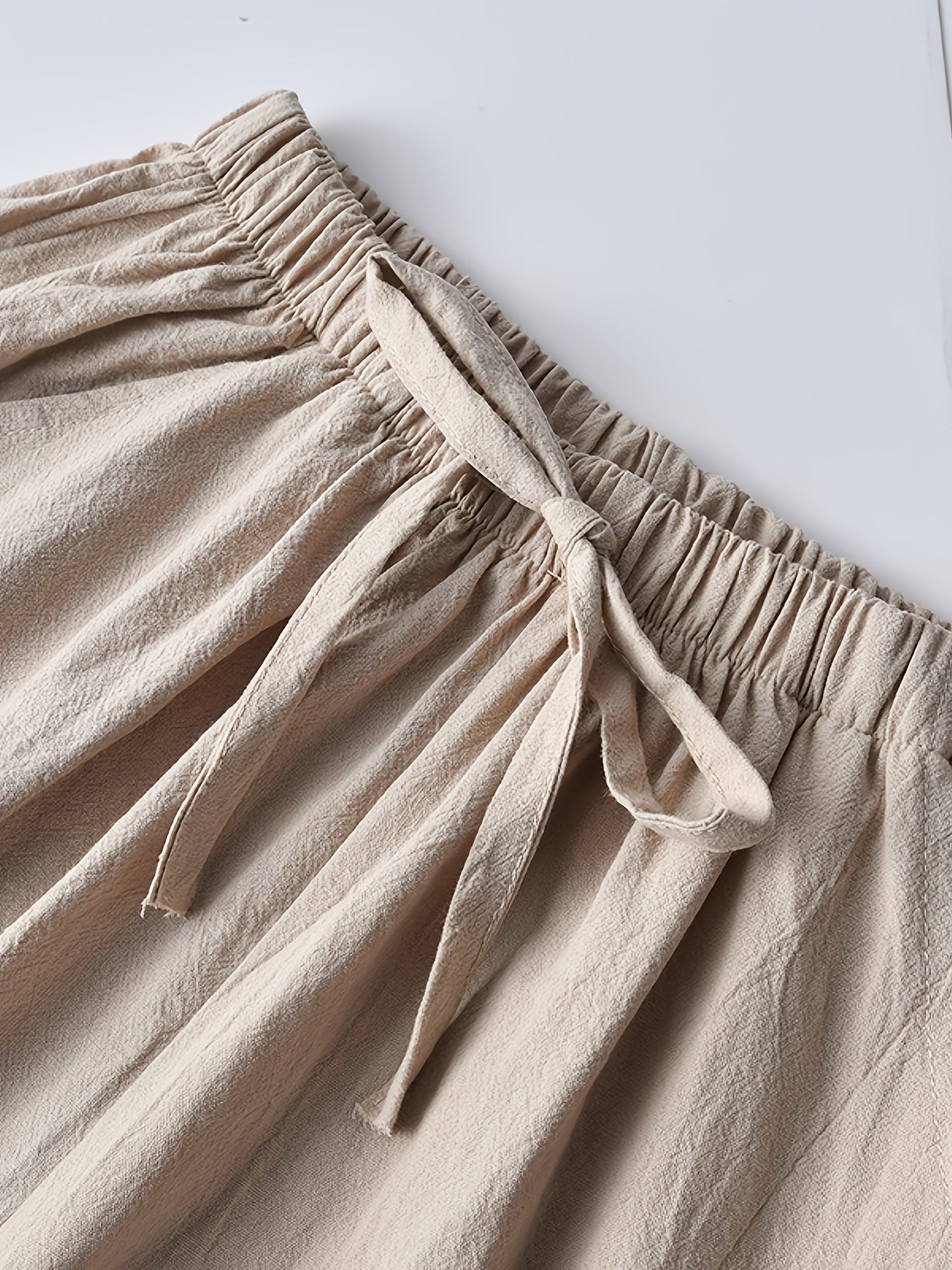 7pcs Set Summer Women's High-Waisted - Shorts-Casual, Loose-Fitting Drawstring Wide-Leg Beach Shorts with Thin Elastic Waistband and Pockets-Versatile Bottoms