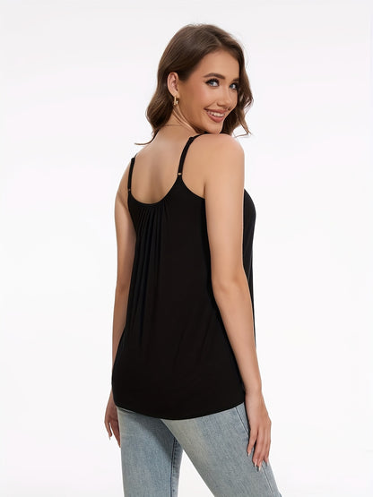 Vislivin Summer Women'S Camisole Tops with Built-In Bra - Seamless Sleeveless Tank Tops, Soft Flowy Loose Fit Cami with Adjustable Spaghetti Straps, Comfy Elegant Blouse for Casual Wear