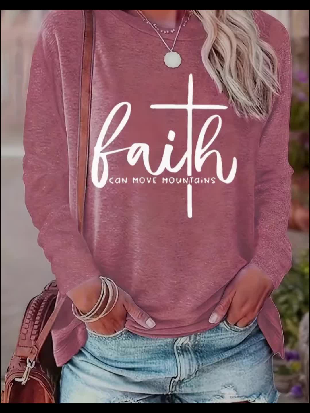 2023 European And American Women'S Fashion Casual Long Sleeve T-Shirt with Round Neck And Pockets