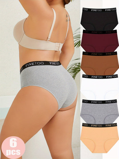 6pcs Set Of Women'S High Waisted Underwear - Made Of Soft Fabric, 95% And 5% Spandex, Comfortable And Fitted Mid Waist Pants - Simple Design For Daily Wear, Cute Underwear