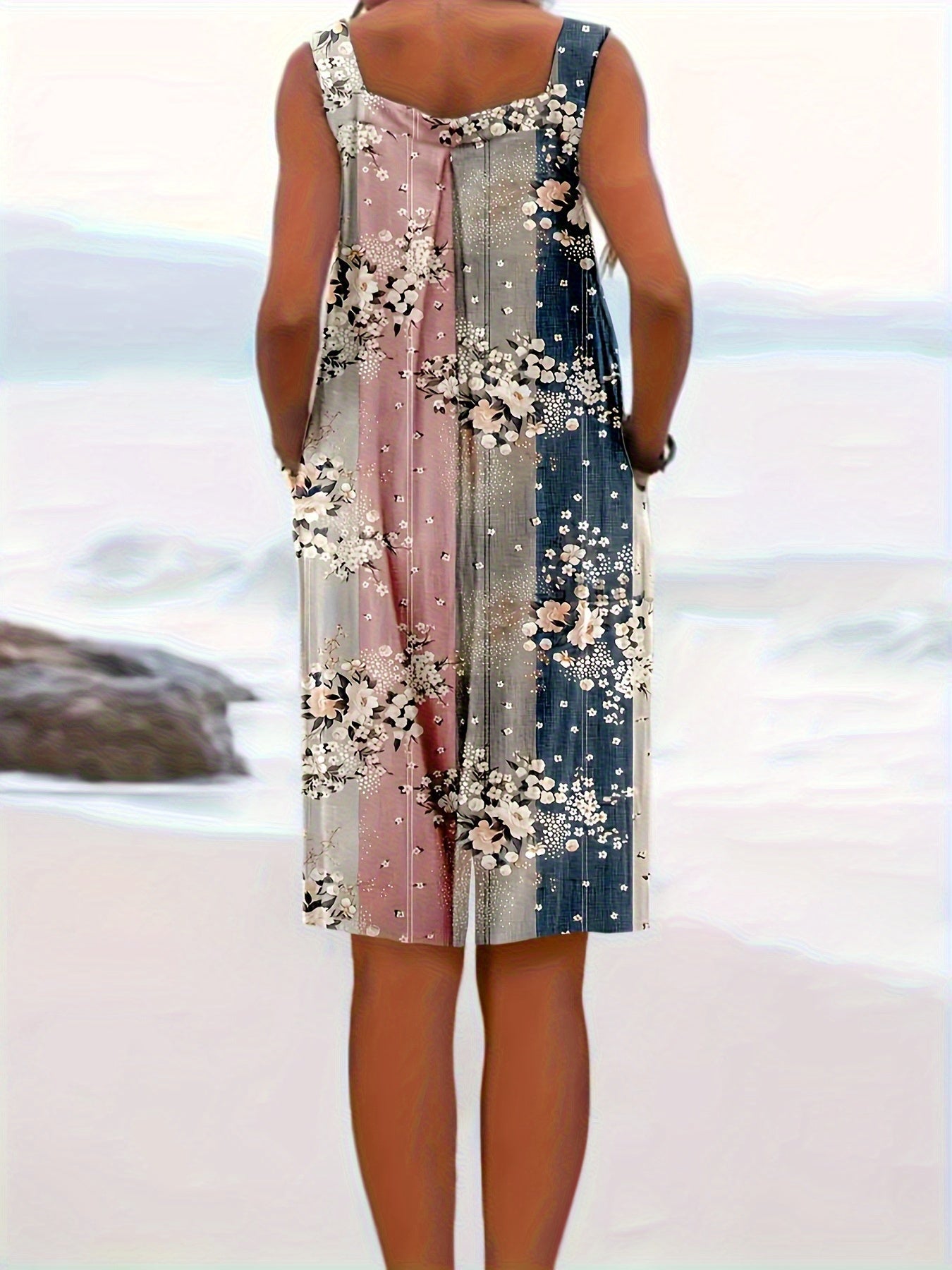 BONBON Summer Casual Resort Style Floral Print Short Jumpsuit for Women