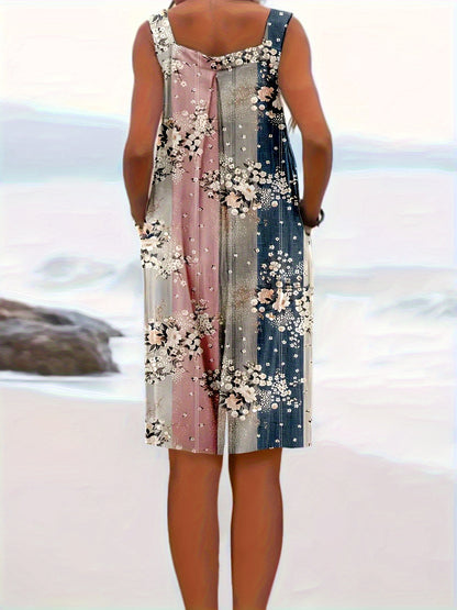 BONBON Summer Casual Resort Style Floral Print Short Jumpsuit for Women