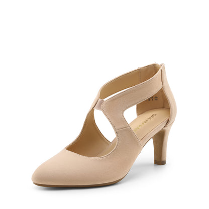 Women's Pumps Closed Pointed Toe Kitten Heels Elegant Party Wedding Dress Shoes for Women Comfortable Cross Strap Wedding Prom Party Stiletto Shoes for Women