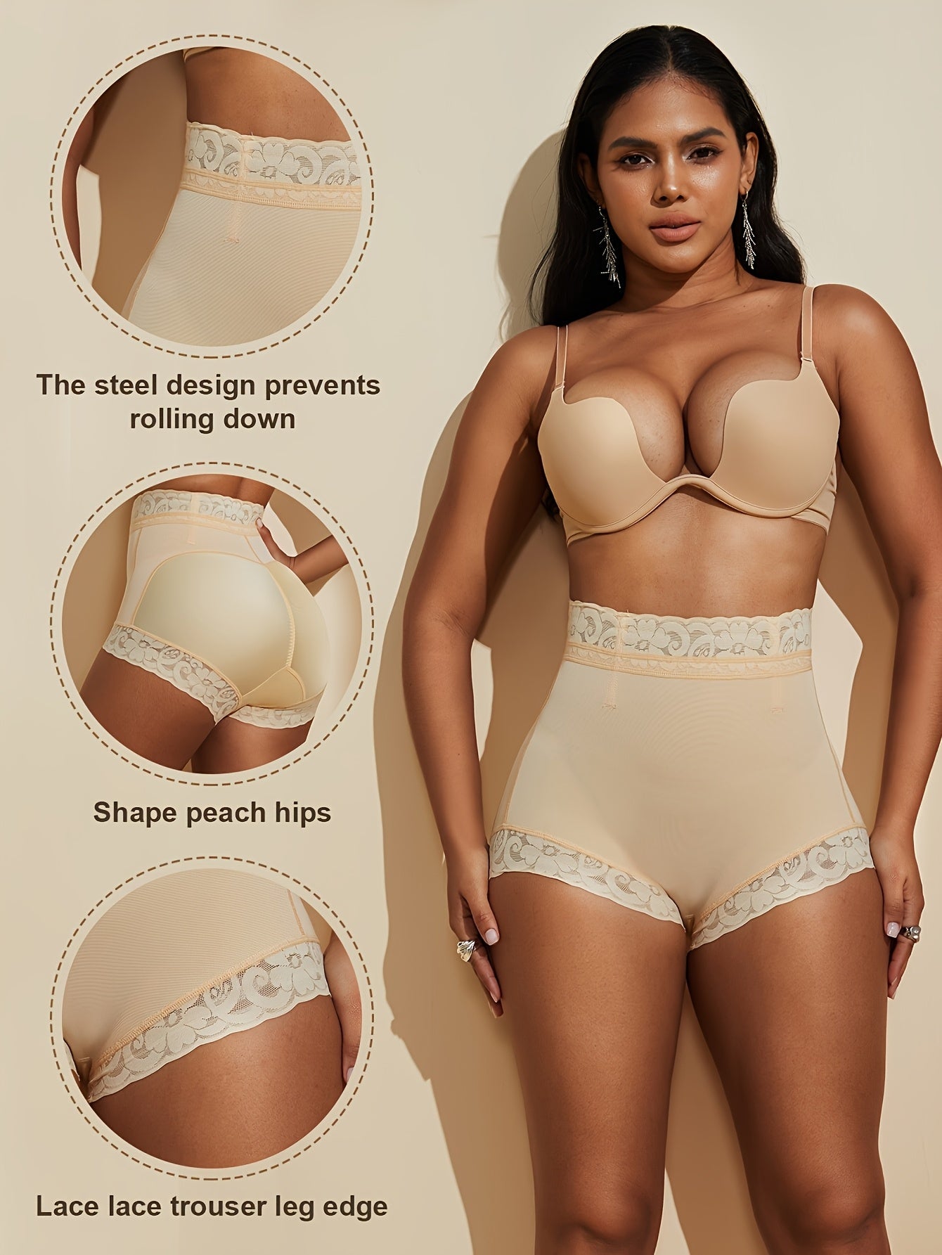 Shapewear Designed to Lift And Shape The Buttocks, Featuring Lace And Non-Slip Gel for a Flattering Silhouette.