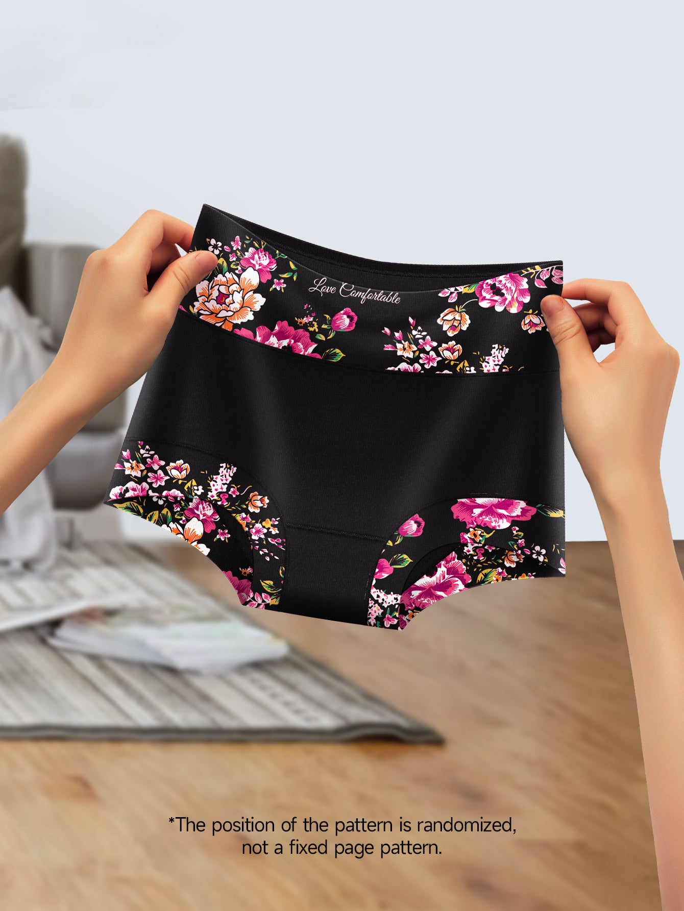 6pcs Women's High Waisted Underwear - Elegant Boyshort Briefs with Floral Print Waistband, No Curling Edges & Meat Restriction-Free Design, Breathable Soft Skin-Friendly Suitable for Daily Wear, Gym, Special Occasions (Romantic Ceremony Style)
