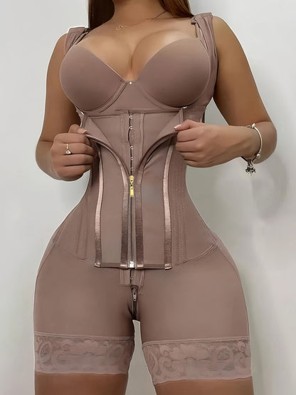 Women's Shapewear Front Button Abdominal Zipper Post Surgical Abdominal Control Full Body Shaping Legs Crotch Zipper Hip Lifter