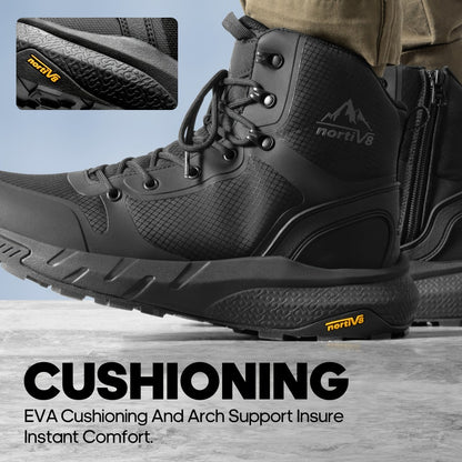 Men's Side-Zip Tactical Boots - Canvas Upper and EVA Insole