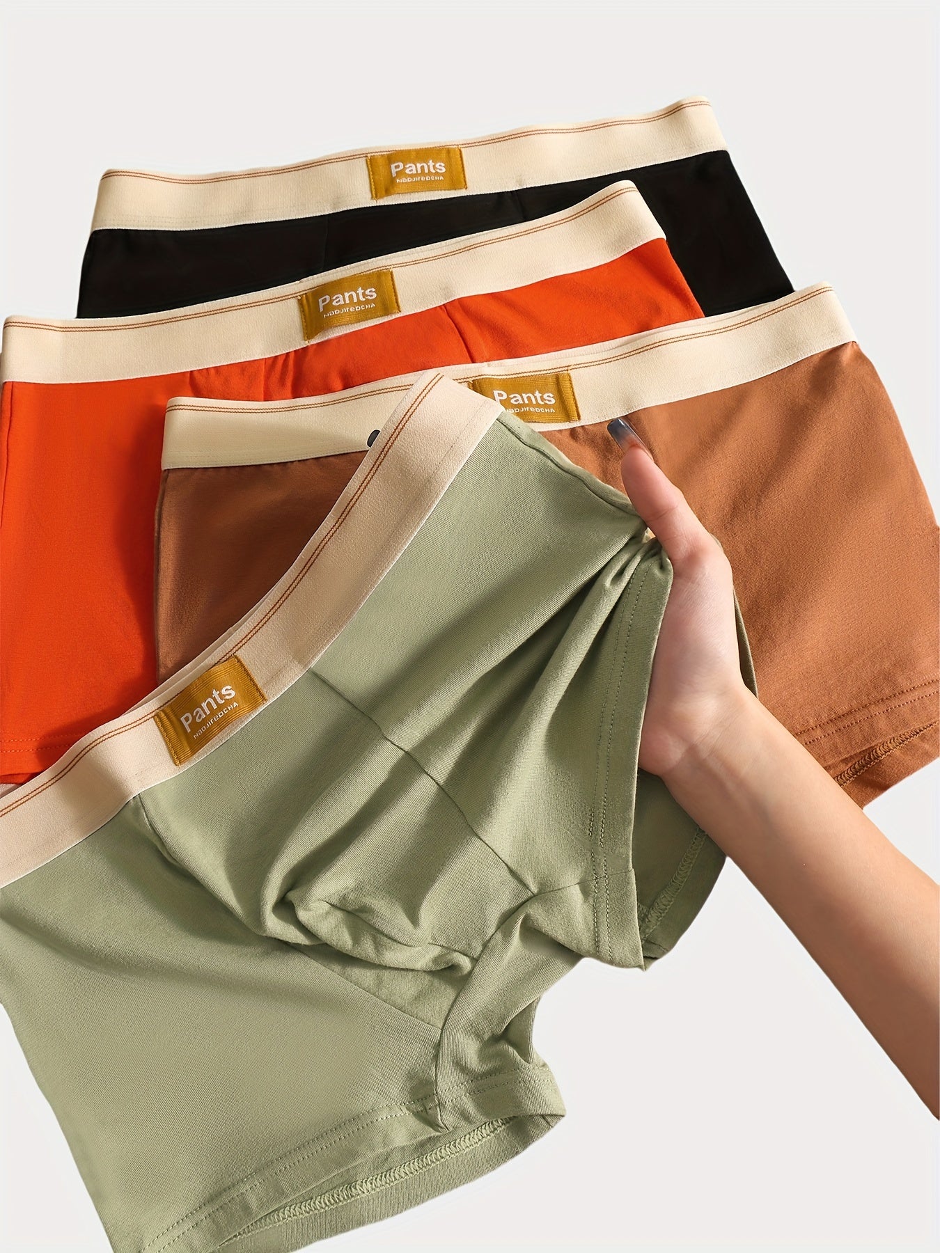 Men's Loose-Fit Cotton Boxer Briefs - Breathable, Aseptic & Soft Underwear with Multi-Color Options (Black, White, Grey, Olive, Pink) - High-Elasticity Comfort Fit, Durable Everyday Boxers for Sensitive Beige