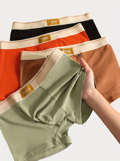 Men's Loose-Fit Cotton Boxer Briefs - Breathable, Aseptic & Soft Underwear with Multi-Color Options (Black, White, Grey, Olive, Pink) - High-Elasticity Comfort Fit, Durable Everyday Boxers for Sensitive Beige