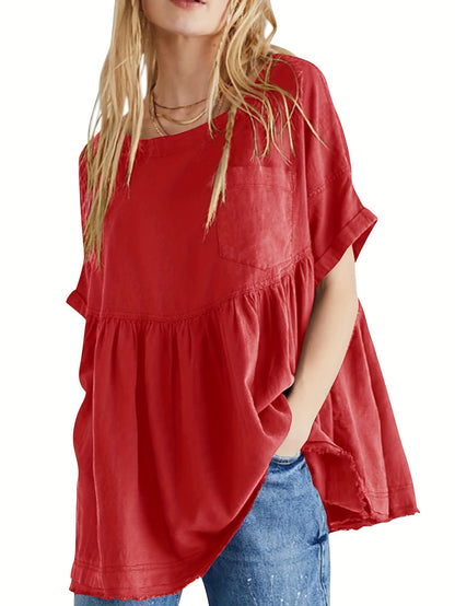 Women's Beige Oversized Short-Sleeve Shirt - product view 13
