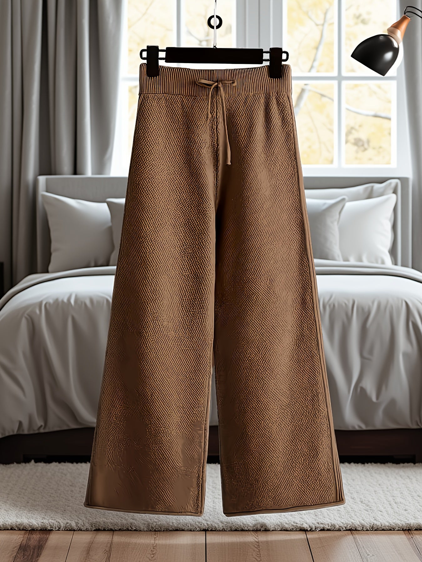 Women's Brick Red Knit High-Waist Long-Sleeve Pants - product view 24