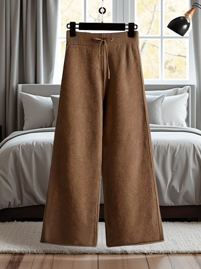 Women's Brick Red Knit High-Waist Long-Sleeve Pants - product view 24