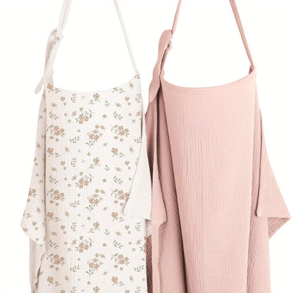 2 Pack 100% Cotton Muslin Nursing Cover with Rigid Hoop for Breastfeeding - Lightweight, Breathable, Adjustable & Comfortable Breastfeeding Cover for Moms