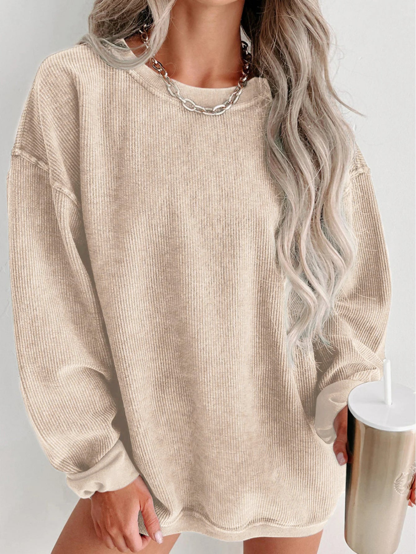 Women's Pink Lace Long-Sleeve Sweatshirt - product view 29