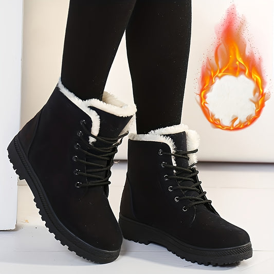 HDOXSE Winter Plush Snow Boots for Women 2025 New Casual Thick Sole Shoes Sports Thickened Warm Shoes