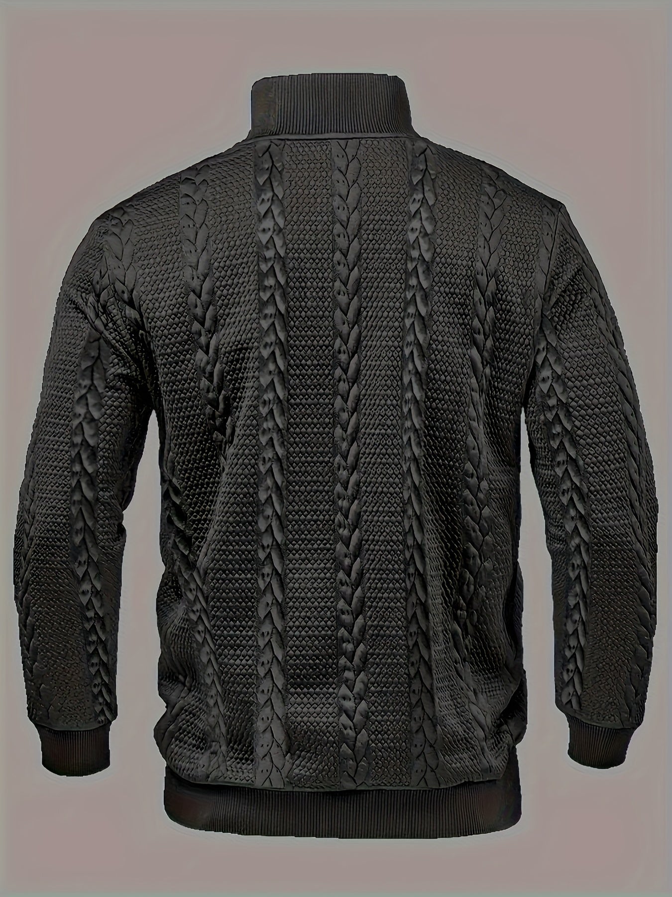 Casual Top for Men in Autumn/Winter, Featuring a Textured Wheat Pattern Fabric, Contrasting Ribbed Edges, And a Zippered Long-Sleeve Henley Design. an Ideal Present for New Year, Valentine'S Day, Or for Your Husband