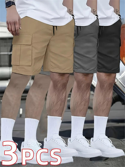 3pcs Set - Men's Shorts, Casual Loose Shorts, Perfect Choice, Large Pocket Workwear Shorts, Summer Workwear Shorts Men's Five Quarter Pants Ins Trendy Straight Leg Casual Five Quarter Shorts Couple Basketball Pants
