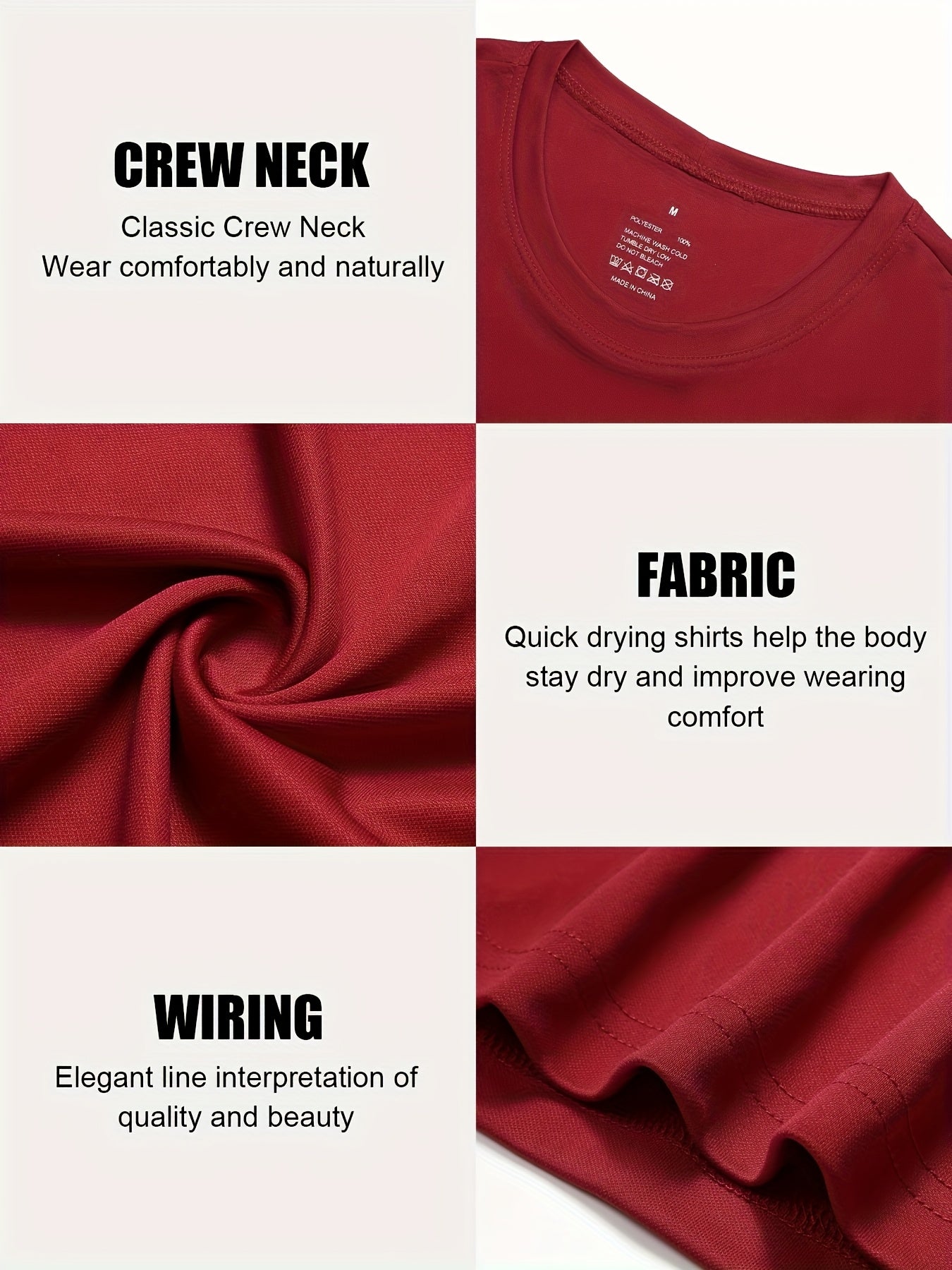 5pcs Men'S Sports And Leisure Long Sleeved T-shirt, Multi-color Basic Style, Breathable Quick Drying Solid Color Round Neck Sports Top