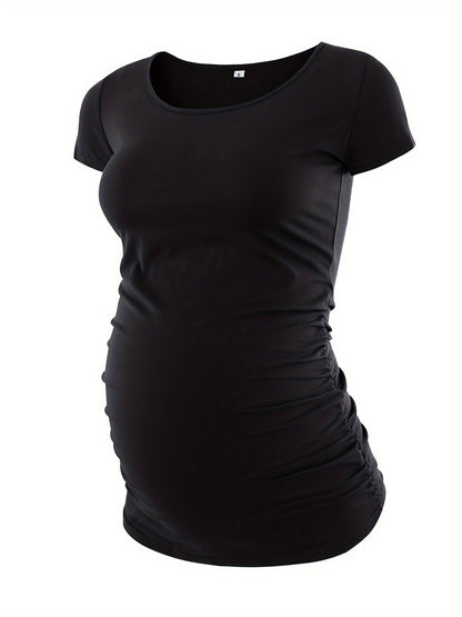 Women's Maternity Classic Side Ruched T-Shirt Tops Mama Pregnancy Clothes