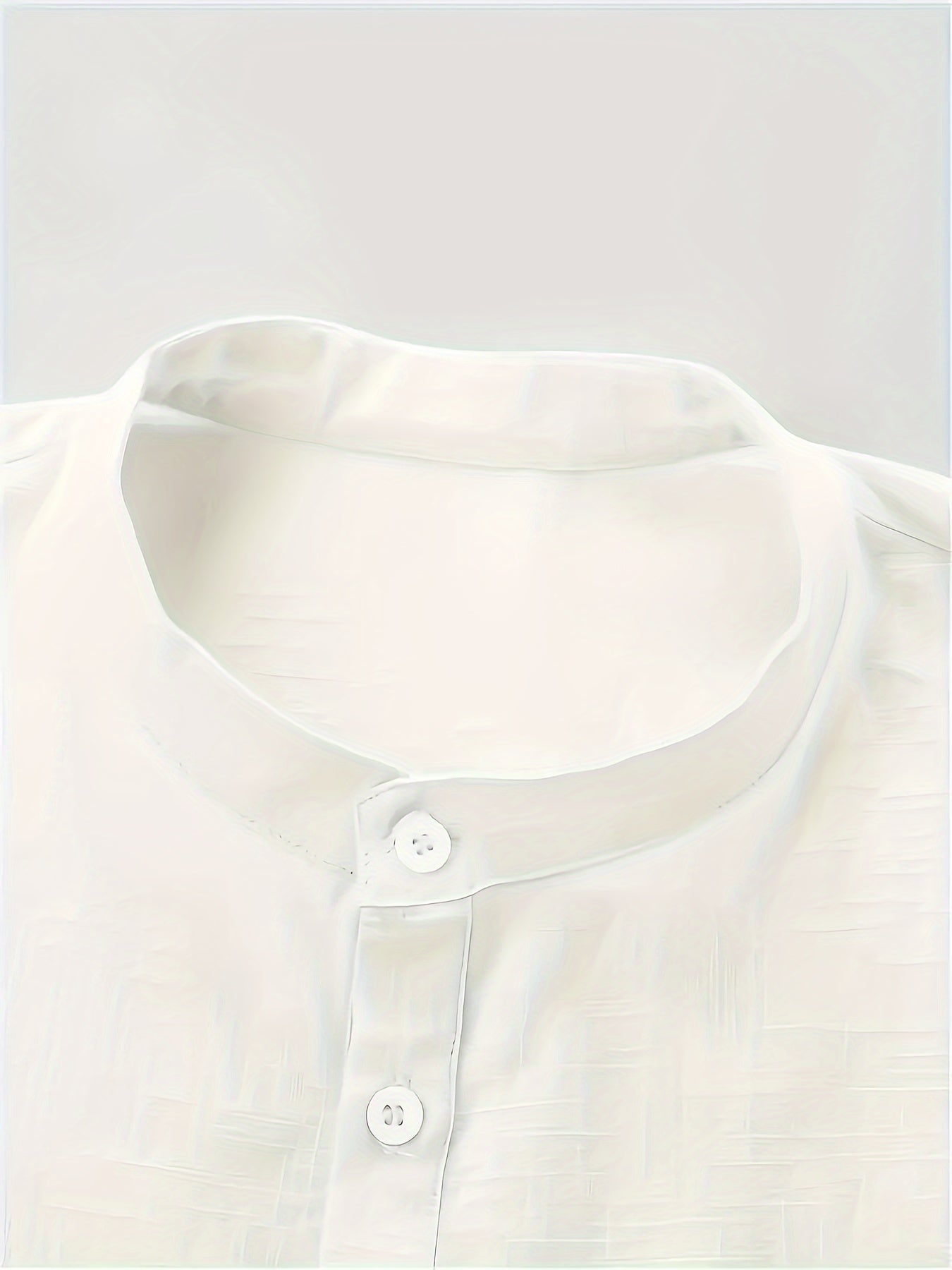 Plus Size Men'S Solid Shirt, Casual Breathable Half Button Cotton Blend Stand Collar Long Sleeve Shirt For Outdoor Activities, Men'S Clothing