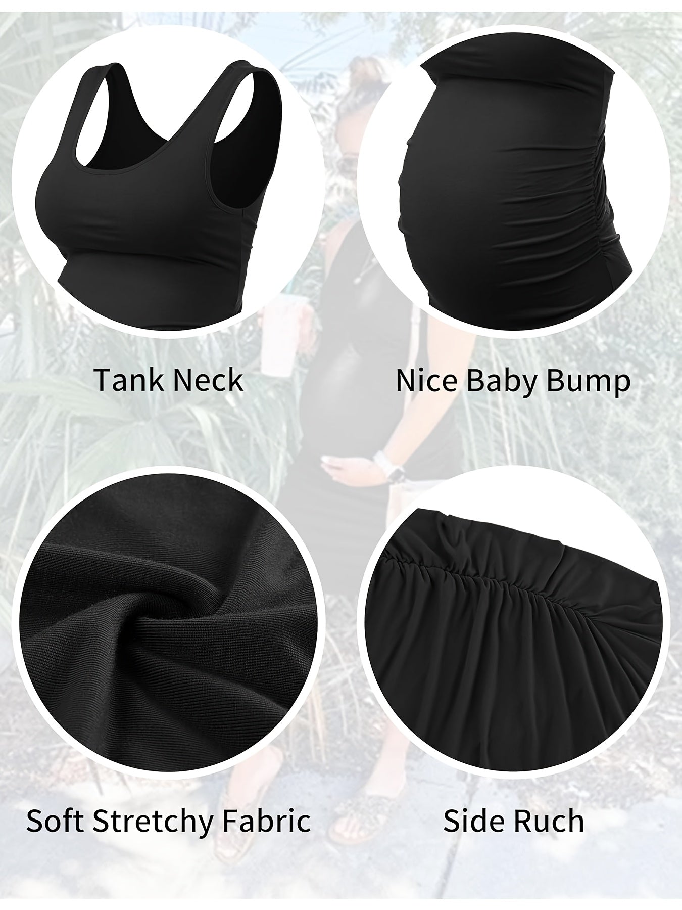 Women's Maternity Dresses for Daily Baby Shower Photography Short Sleeve Sleeveless Tank Dresses Side Ruching