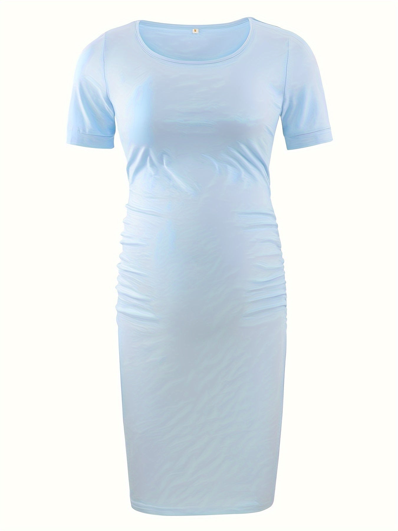 Women's Maternity Bodycon Ruched Side Dress Casual Short Sleeve Dress for Daily Wearing Or Baby Shower