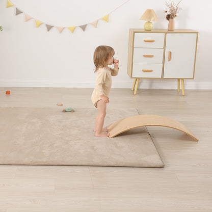 Thickened Japanese Tatami Mat, Comfortable Coral Velvet Baby Playmat for Floor, 1.2"(2.8Cm) Thick Foam Crawling Rug for Kids, Nursery, 50"X50" Playpen Mat, Yoga Mat for Living Room, Easy Care with Non-Slip Cushioned
