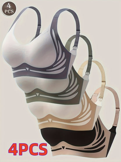 Comfortable Seamless Women'S Bra| 4pcs Elegant of Nylonble Seamless Women'S Bra| Elegant of Nylon