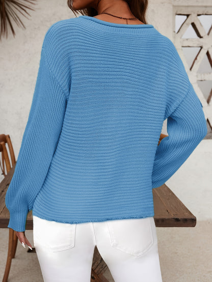 Women's Elegant One-Shoulder Sweater - Chic Drop Shoulder Off-the-Shoulders Pullover, Soft Long Sleeve Top for Fall/Winter, Party, Everyday & Formal Events - Women's Clothing, Winter Wardrobe, Slim Fit, Cozy Fabric, Stylish Blouse, Fashion Lovers
