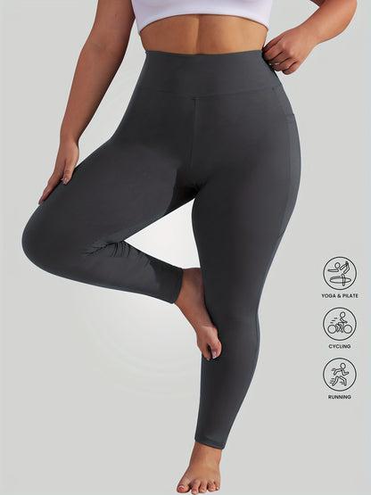 3-Pack Women's High-Waisted Yoga Pants with Pockets - Tummy Control Cycling Workout Leggings, Soft Stretchy Fabric, All-Season Comfort, Solid Color, Cropped Length
