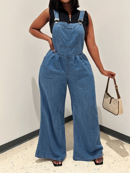 Cross-border European and N Fashion Trend Ladies Jeans Straps Wide Leg Pants