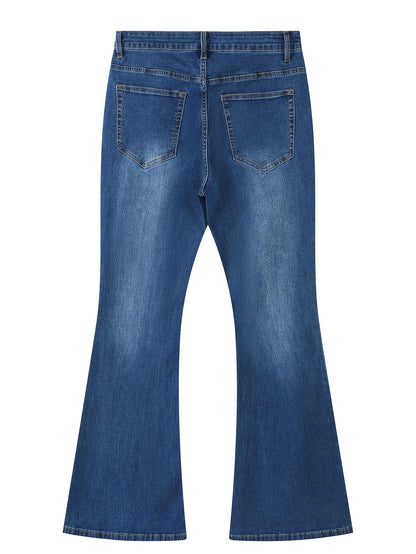 Men's Vintage 70s Retro Bell Bottom Jeans - Wide- Flare Pants with Mid-Stretch Blend, Beltless Suitable for Disco Parties, Night Out & Casual Attire, Machine Washable Mid-Rise Bottoms