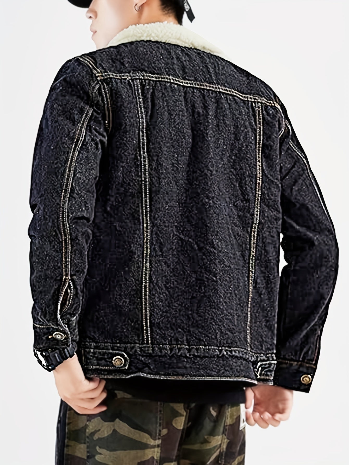 Men's Sherpa Fleece Lined Denim Jacket - Warm Winter Trucker Jacket - Cowboy Jean Jacket - Soft Fleece Lining & Durable Denim - For Men - Perfect for Cold Weather & Outdoor Activities - Ideal Gift for Winter Holidays