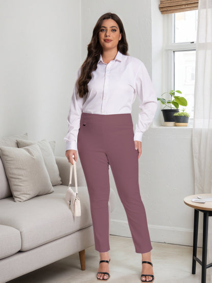 Plus Size - Plus Size - Women Pull on Pant with Silver During Super Stretch Soft Millennium Fabric to Work Ankle Pant