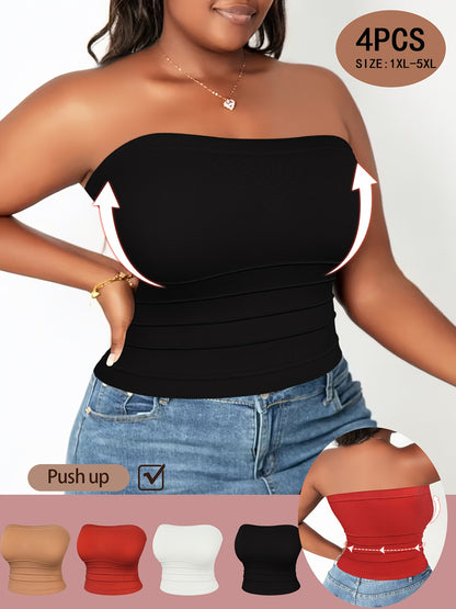 5pcs Set 2026 Spring-summer New Women's Large-size Waist-shaping Comfortable Breathable Bandeau, High-elasticity Slim Fit, Suitable for Office, Parties, And Casual Daily Wear.