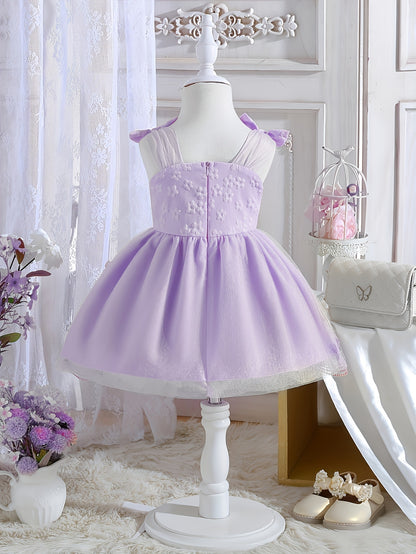Girls' Clothing, School Season Gifts, Cute Girls' Dresses, Summer Lightweight Net-sheen Dresses, Bow Decoration Dresses, Versatile Fashionable High-end Style, Suitable for Parties And Wedding Seasons, Girls' Princess Dresses, Valentine's Day Gifts