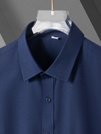 Men'S Long-Sleeve Shirt Made Of, Stretchy And Suitable for Business Attire, Wrinkle-Free Suit Shirt, Casual Short-Sleeve White Work Uniform