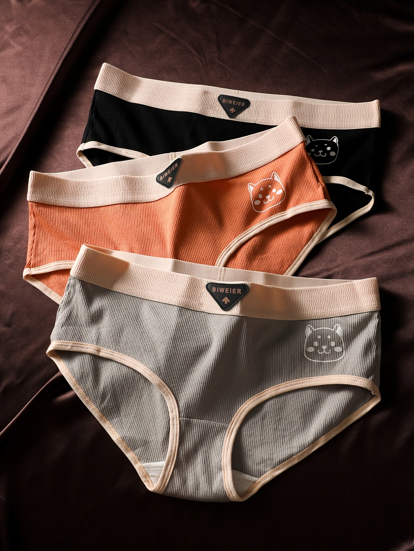 6pcs BIWEIER Women's Soft Underwear - Full Coverage Briefs with Striped Waistband, Soft Skin-Friendly Panties Suitable for Daily Wear, Gym, Vacation - Elegant Ladies Valentine's Gift (Non-Sheer)