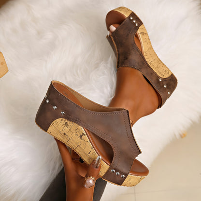 Women'S Retro Wedge Platform Slippers, Slip-on Sandals With Thick Sole, Comfortable And Elegant. Cushioned Sole Supports The Arch Of The Foot - All-season Beach Shoes, Women'S Sandals, High-heeled Sandals. Special Offer For Independence Day