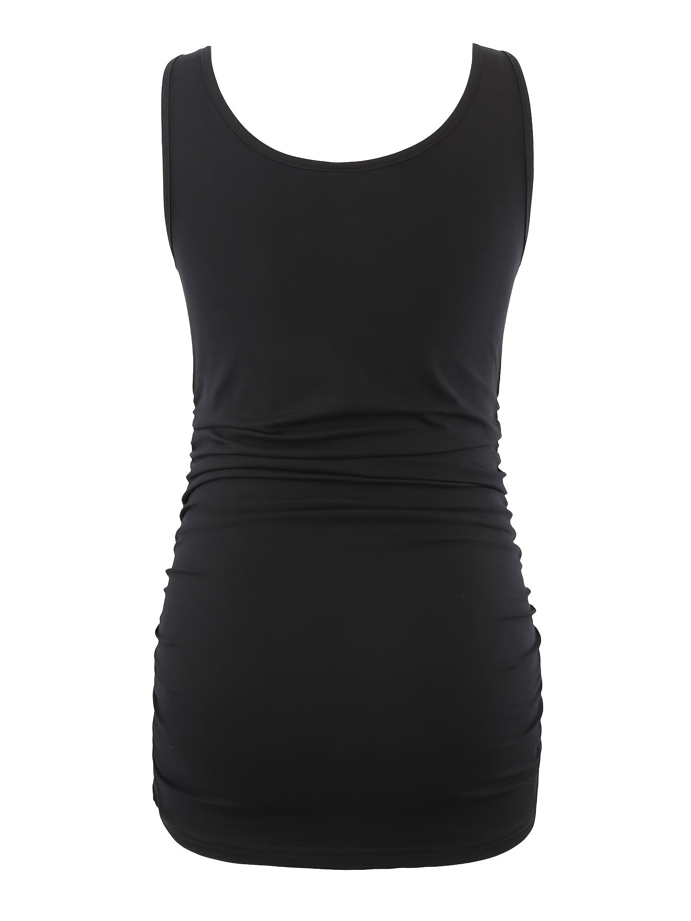 Women's Full Bump Coverage Maternity Tank Top - All-Stage Pregnancy Shirt with Side Ruching & Scoop Neck, Stretchy Rayon-Spandex Sleeveless Nursing Vest for Postpartum Wear, Breathable Belly-Friendly T-Shirt (No Chest Pads)