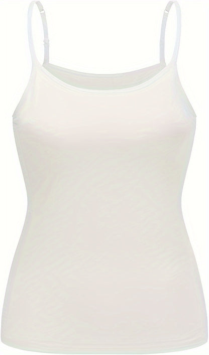 Ladies' Tank Top Featuring an Integrated Bra - Padded Camisole For, Highly Elastic Spaghetti Straps with Adjustable Breathable Straps Available in Sizes S to XL