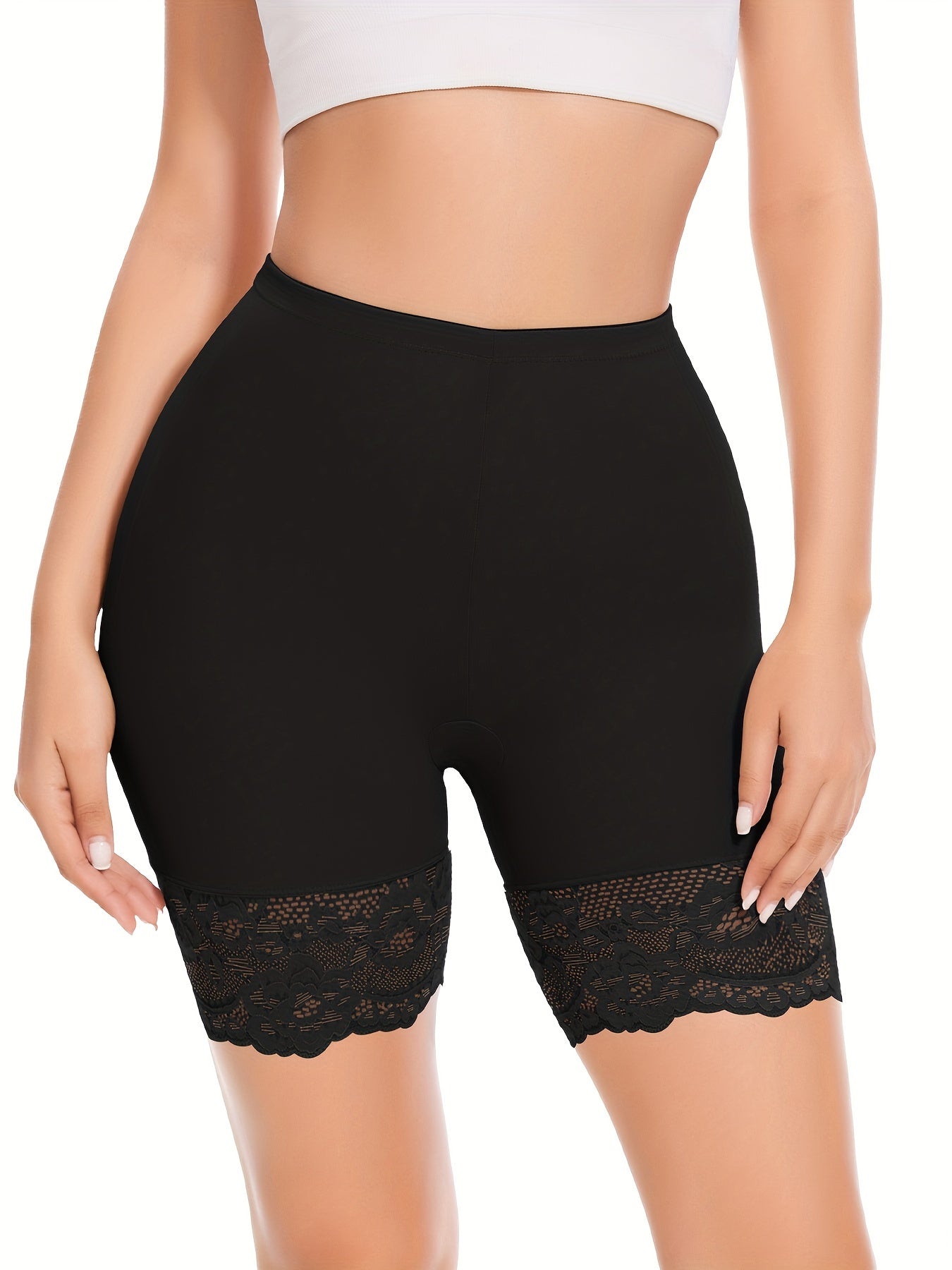 JUQDNX Seamless Lace Boyshort Panties - Tummy Control & Butt Lifting, Anti-Chafing Compression Slimmer Underwear for Women, Breathable / Blend, Ideal for Dresses & Shorts, Tummy Control Underwear