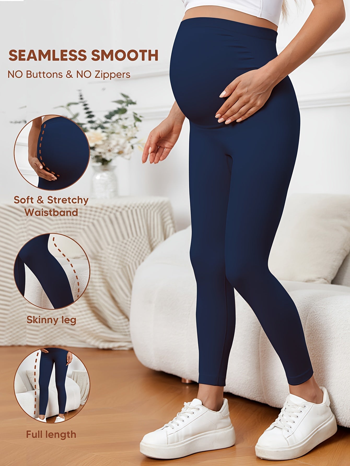 High-Waisted Leggings for Women Designed to Control The Tummy, Made of 90% Polyamide And 10% Elastane, Featuring a Solid Color And Stretchy Fit, Suitable for Yoga, Crafted from All-Season Knit Fabric, Without a Zipper, Providing Belly Support