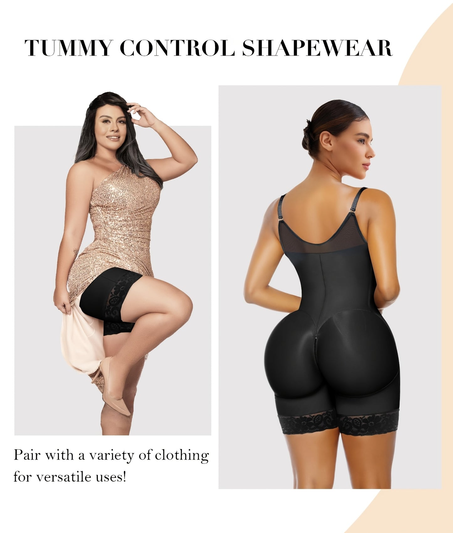 [Women'S Shaping Bodysuit] Women'S Full Body Shapewear Fajas Moldeadoras High Compression Waist Trainer Bodysuit | Tuck-in Waist And Lift Buttocks, Full-body Shaping Garment With Crotch Zipper Butt-lifting And Figure-enhancing Athletic Bodysuit